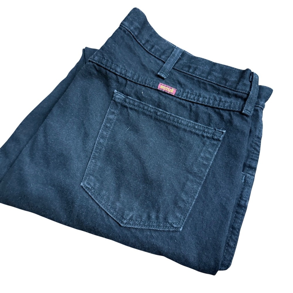 Rustler Mens Black Denim Jeans Straight Leg Classic Fit Casual Wear‎ Size 38x30